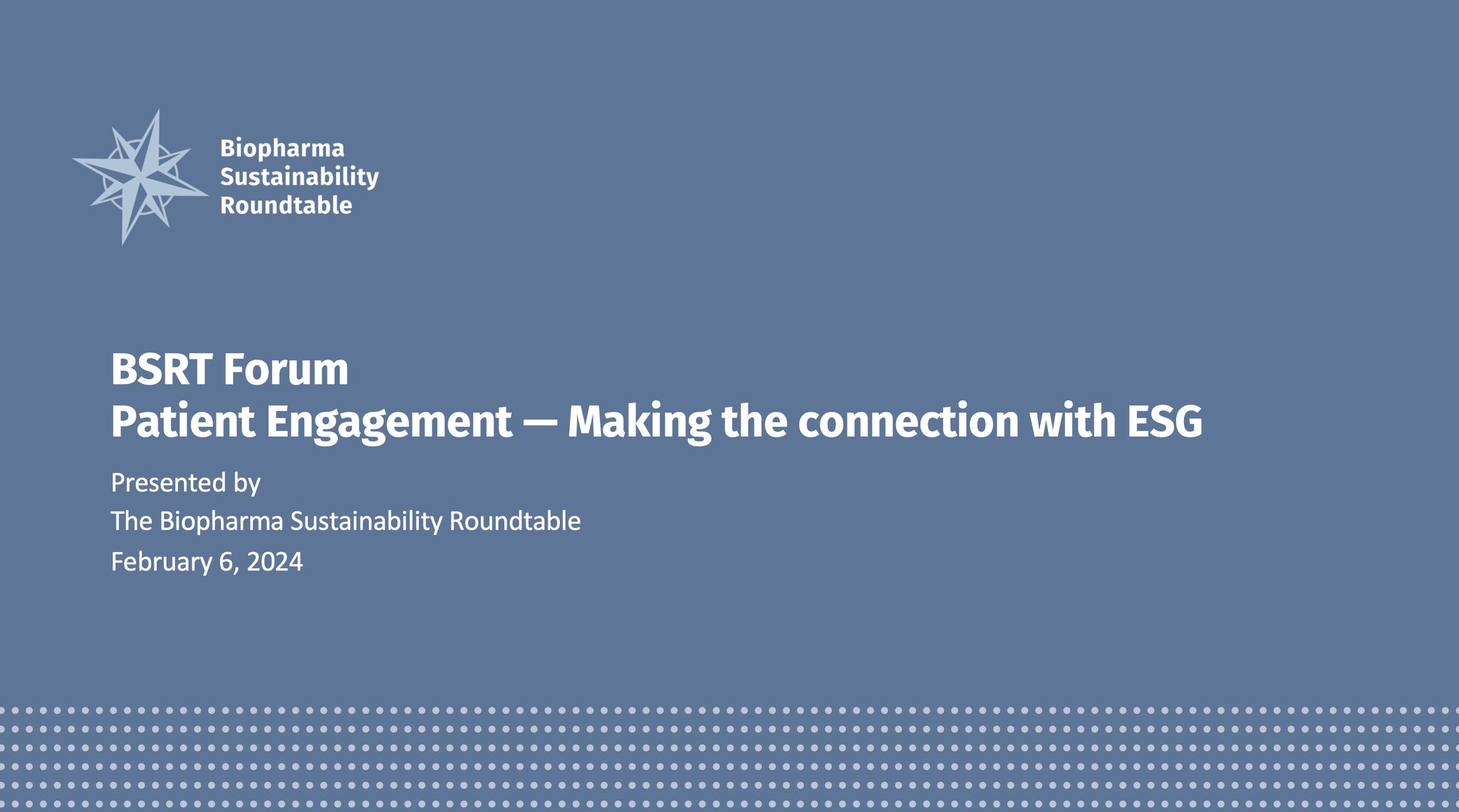 Patient Engagement – Making the Connection with ESG