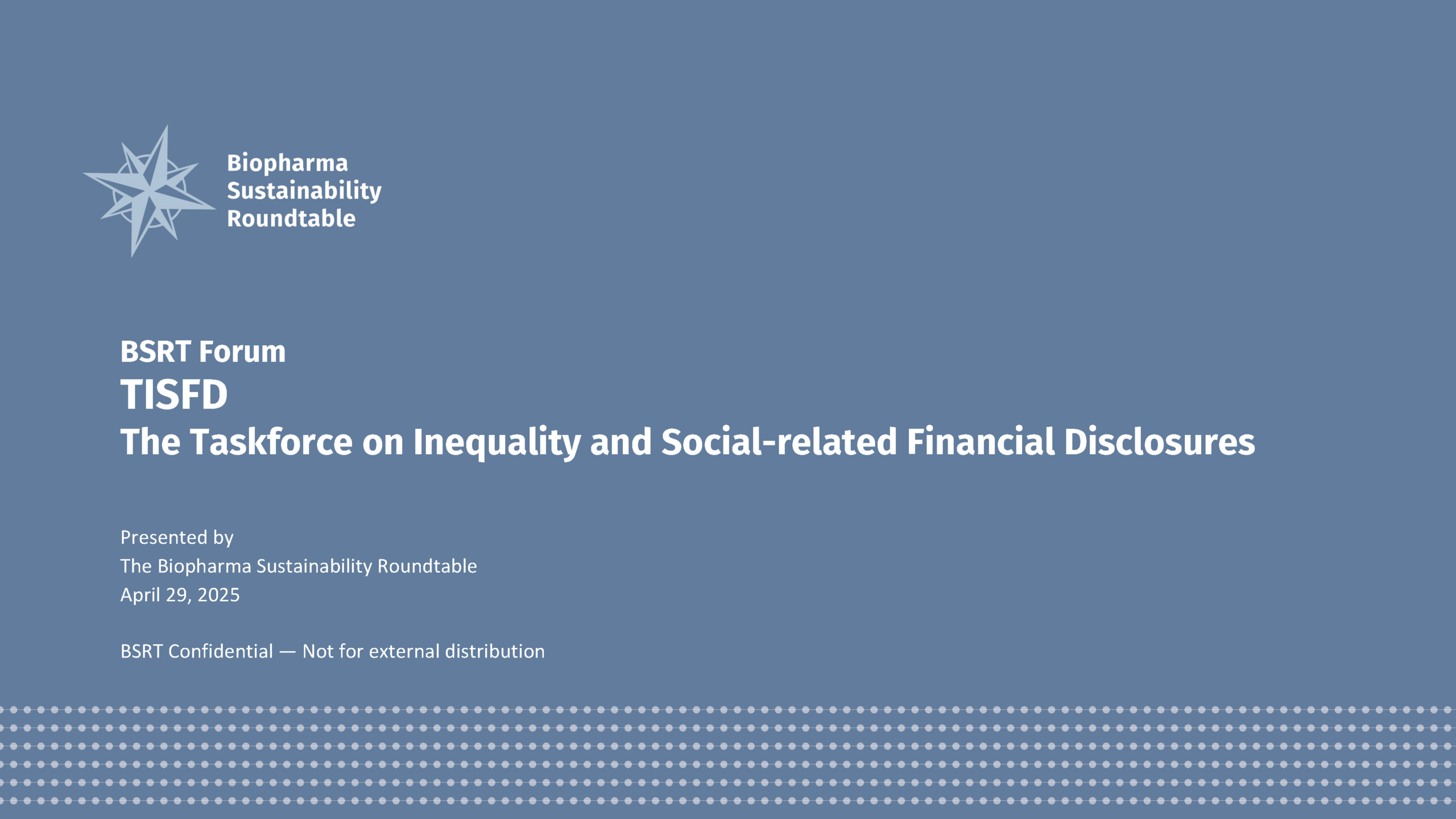 BSRT Forum | TISFD – The Taskforce on Inequality and Social-related Financial Disclosures