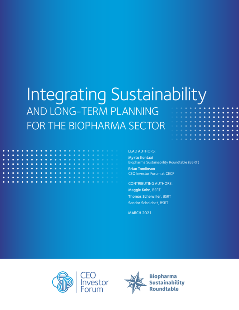 Biopharma Sustainability Roundtable – Meeting Environmental, Social ...